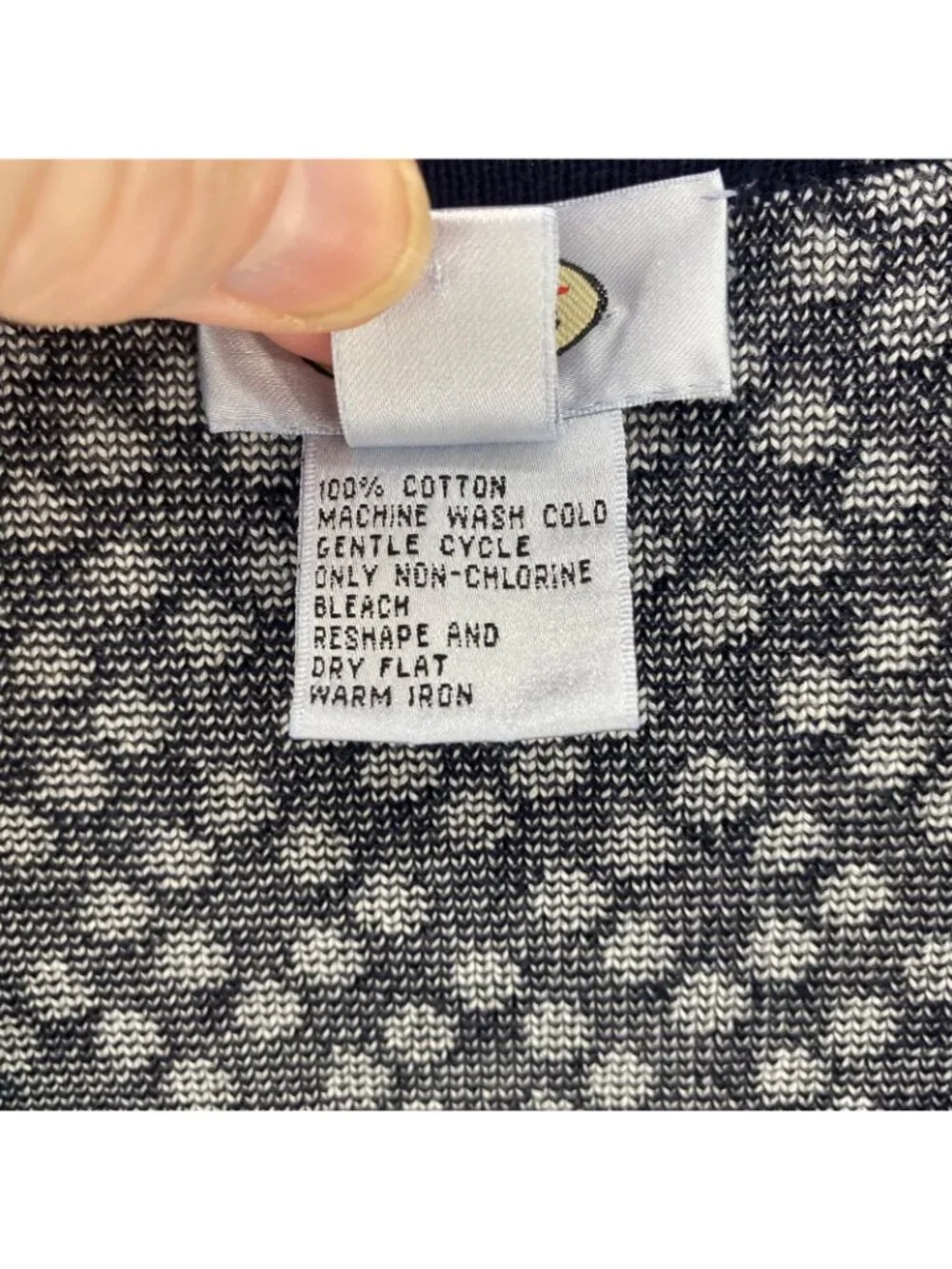 Talbots Blazer Women Extra Large VTG Navy Polka Dot Cotton Knit Cloverleaf Lapel